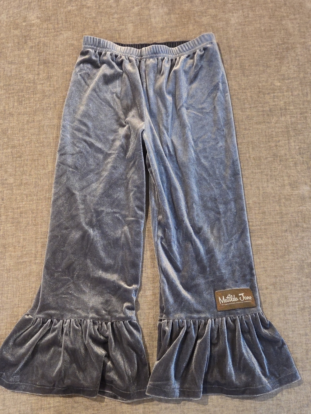 Matilda Jane Velvet Ruffle Hem Pants - Slate Blue